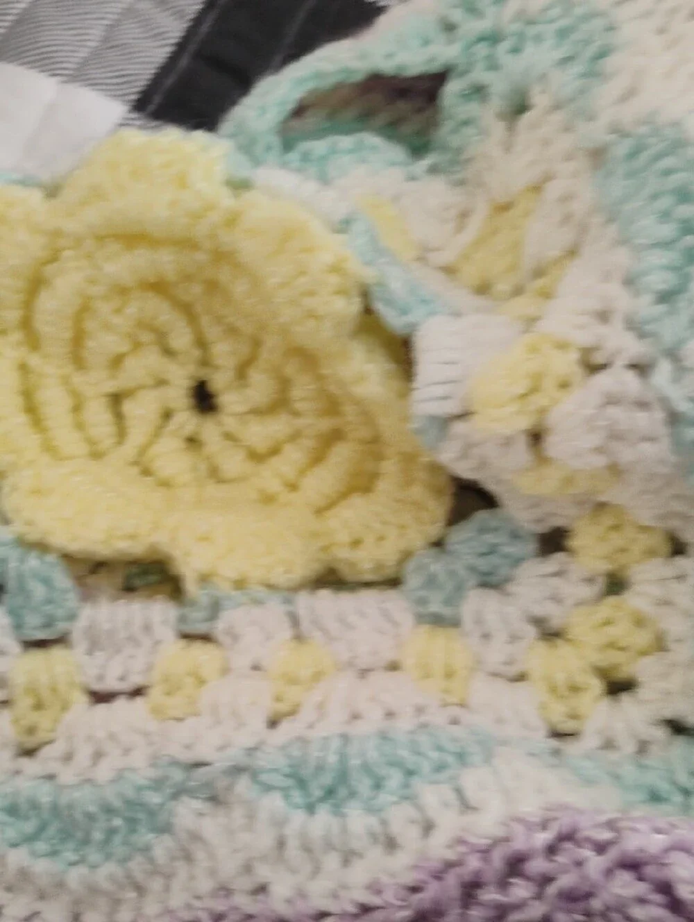 Handmade Pastel Crochet Floral Throw Blanket - Pastel Colors